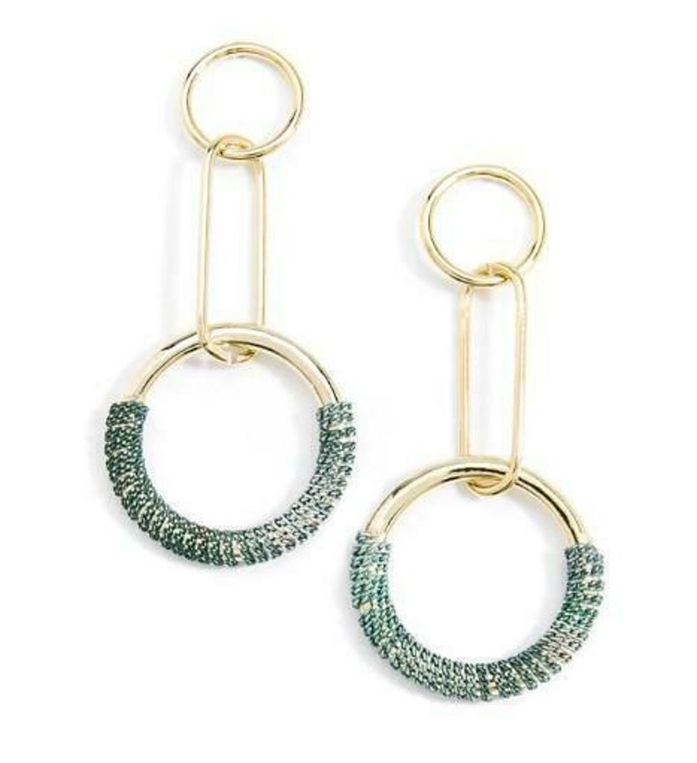 Zenzii Painted Metal Chain Wrapped Earrings Green/White